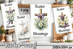 Happy Easter Kitchen Towel Sublimation Design Product Image 1