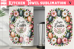 Easter kitchen towel sublimation | Coquette tea towel Product Image 1