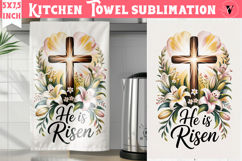 Easter kitchen towel sublimation | Christian kitchen towel Product Image 1