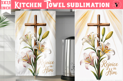 Easter kitchen towel sublimation | Christian kitchen towel Product Image 1
