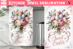 Easter kitchen towel sublimation | Coquette tea towel Product Image 1