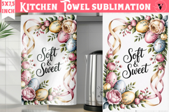 Easter kitchen towel sublimation | Coquette tea towel Product Image 1