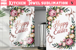 Easter kitchen towel sublimation | Coquette tea towel Product Image 1