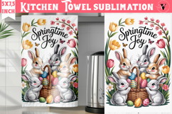 Easter kitchen towel sublimation | Coquette tea towel Product Image 1