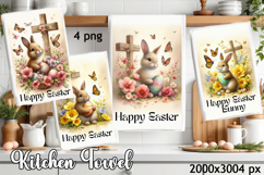 Happy Easter Kitchen Towel Sublimation Design Product Image 1
