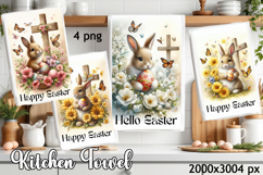 Happy Easter Kitchen Towel Sublimation Design Product Image 1