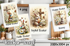 Happy Easter Kitchen Towel Sublimation Design Product Image 1