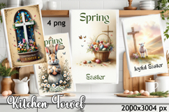 Happy Easter Kitchen Towel Sublimation Design Product Image 1