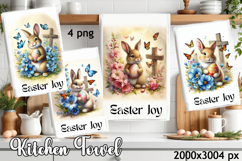 Happy Easter Kitchen Towel Sublimation Design Product Image 1