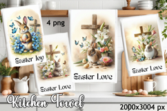 Happy Easter Kitchen Towel Sublimation Design Product Image 1