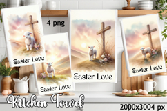 Happy Easter Kitchen Towel Sublimation Design Product Image 1