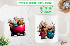 Easter clipart Funny couple Friends Happy Elderly people Product Image 1