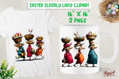 Easter Happy Elderly lady with friends Friendship clipart Product Image 1