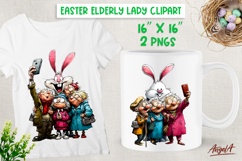 Easter clipart Friendship Happy Elderly people Bunny PNG Product Image 1