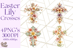 Easter Lily Cross Clipart, Pastel Bold Christian Crosses Png Product Image 1