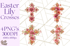 Easter Lily Cross Clipart, Pastel Bold Christian Crosses Png Product Image 1