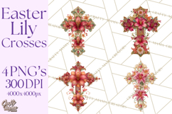 Easter Lily Cross Clipart, Pastel Bold Christian Crosses Png Product Image 1