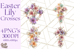 Easter Lily Cross Clipart, Pastel Bold Christian Crosses Png Product Image 1