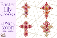 Easter Lily Cross Clipart, Pastel Bold Christian Crosses Png Product Image 1