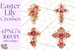 Easter Lily Cross Clipart, Pastel Bold Christian Crosses Png Product Image 1