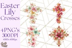 Easter Lily Cross Clipart, Pastel Bold Christian Crosses Png Product Image 1