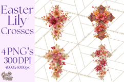 Easter Lily Cross Clipart, Pastel Bold Christian Crosses Png Product Image 1
