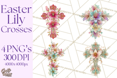 Easter Lily Cross Clipart, Pastel Bold Christian Crosses Png Product Image 1