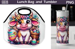 Easter Cute Cow Sublimation | Easter Lunch Bag Tumbler Product Image 1
