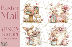 Easter Letters and Mail PNG, Spring Stationery Clipart Product Image 1
