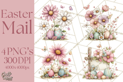 Easter Letters and Mail PNG, Spring Stationery Clipart Product Image 1