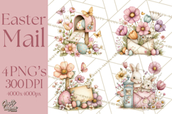 Easter Letters and Mail PNG, Spring Stationery Clipart Product Image 1