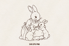Easter Spring Rabbits | Vintage Bunny Line Art SVG PNG EPS Product Image 3