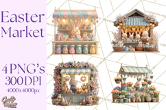 Easter Bunny PNG Clipart Spring Market Stall Eggs Basket Product Image 1