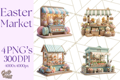 Easter Bunny PNG Clipart Spring Market Stall Eggs Basket Product Image 1