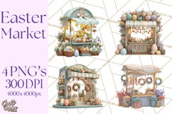 Easter Bunny PNG Clipart Spring Market Stall Eggs Basket Product Image 1