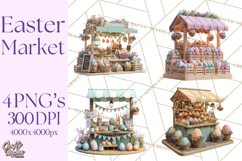 Easter Bunny PNG Clipart Spring Market Stall Eggs Basket Product Image 1