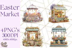 Easter Bunny PNG Clipart Spring Market Stall Eggs Basket Product Image 1