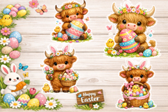 Easter Highland Cow Clipart Product Image 1