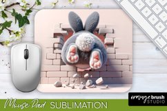 Easter Mousepad Sublimation Design - 3D Bunny Wall in Hole