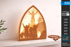 Easter Night Light Laser Cut | Religious LED Light SVG | CNC Product Image 1
