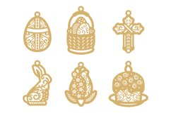 Easter Symbols with Ornamental Pattern Lasercut Gift Tag Set Product Image 2
