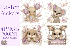 Peeking Large-Eyed Easter Animals PNG Pastel Illustrations Product Image 1