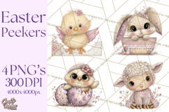 Peeking Large-Eyed Easter Animals PNG Pastel Illustrations Product Image 1