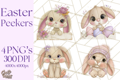 Peeking Large-Eyed Easter Animals PNG Pastel Illustrations Product Image 1