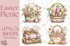 Easter Picnic Animal Clipart, Cute Spring Picnic PNG Product Image 1