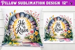 Christian Easter pillow sublimation | He is Risen design Product Image 1