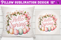 Christian Easter pillow sublimation | Hello Spring design Product Image 1