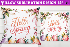 Christian Easter pillow sublimation | Hello Spring design Product Image 1