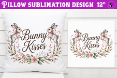 Christian Easter pillow sublimation | Bunny Kisses design Product Image 1