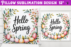 Christian Easter pillow sublimation | Hello Spring design Product Image 1